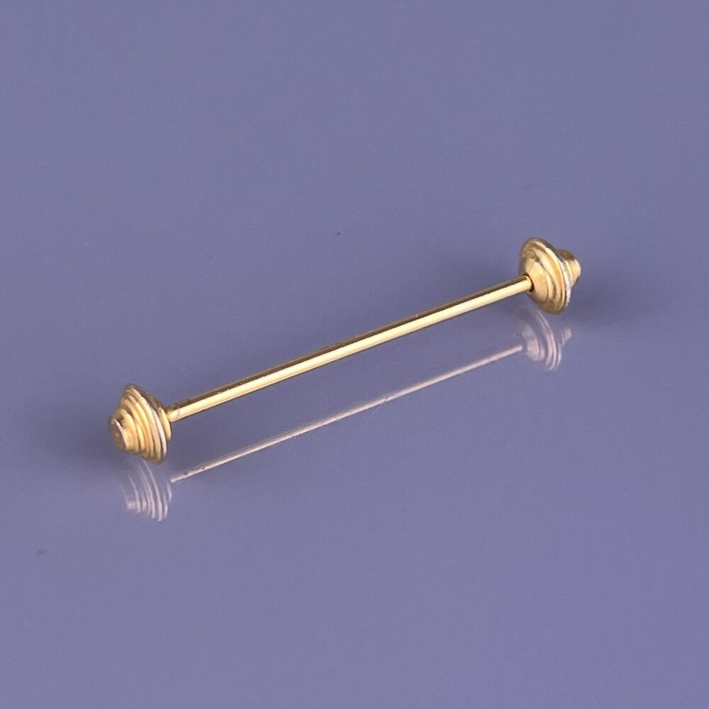UFO Saucer Ends Skinny Tie Collar Bar Gold Tone Formal 1.5" Wide Retro Vintage
